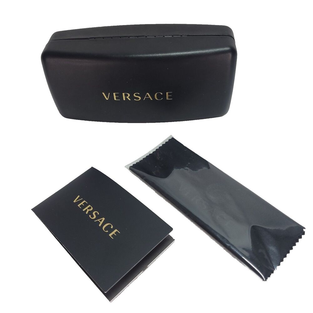 Versace‎ Sunglasses Hard Case 6" medusa Wipe Pamphlet NEW felt lined clamshell